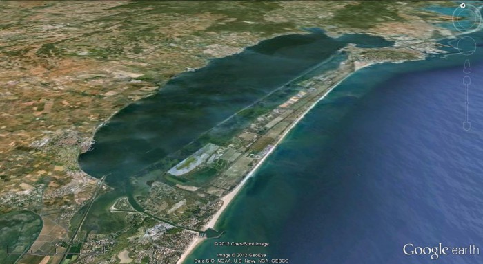 l'étang de thau vu avec Google Earth